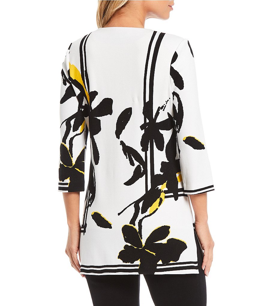 Misook 3/4 Sleeve Painted Floral Jacket