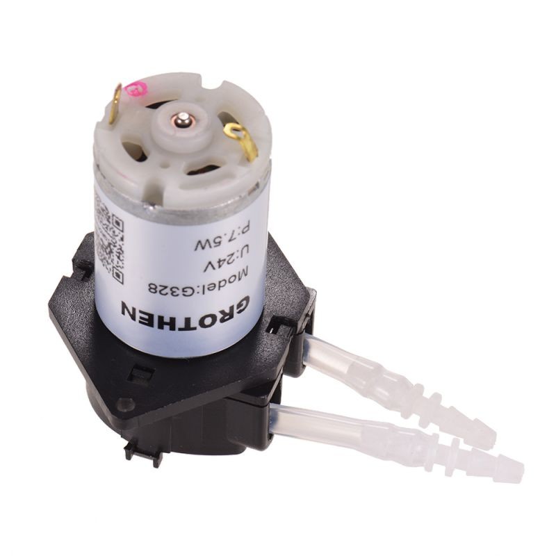 GROTHEN DC 24V Dosing Pump Peristaltic Pump Mini Water Liquid Pump Peristaltic Tube Head Self-Priming Function for Aquarium Lab Chemical Analysis Dosing Additives, Flat Panel Style
