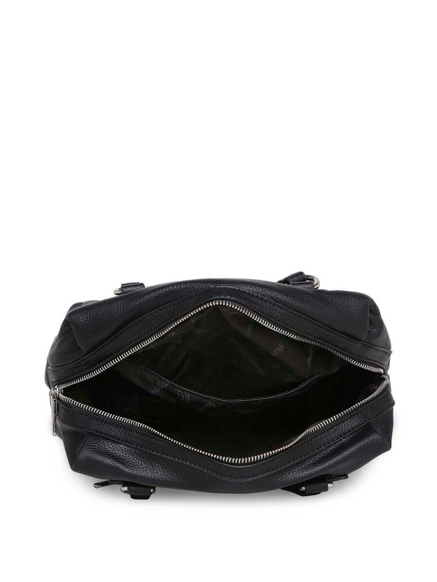 Marina Galanti Black Textured Medium Bowler Bag