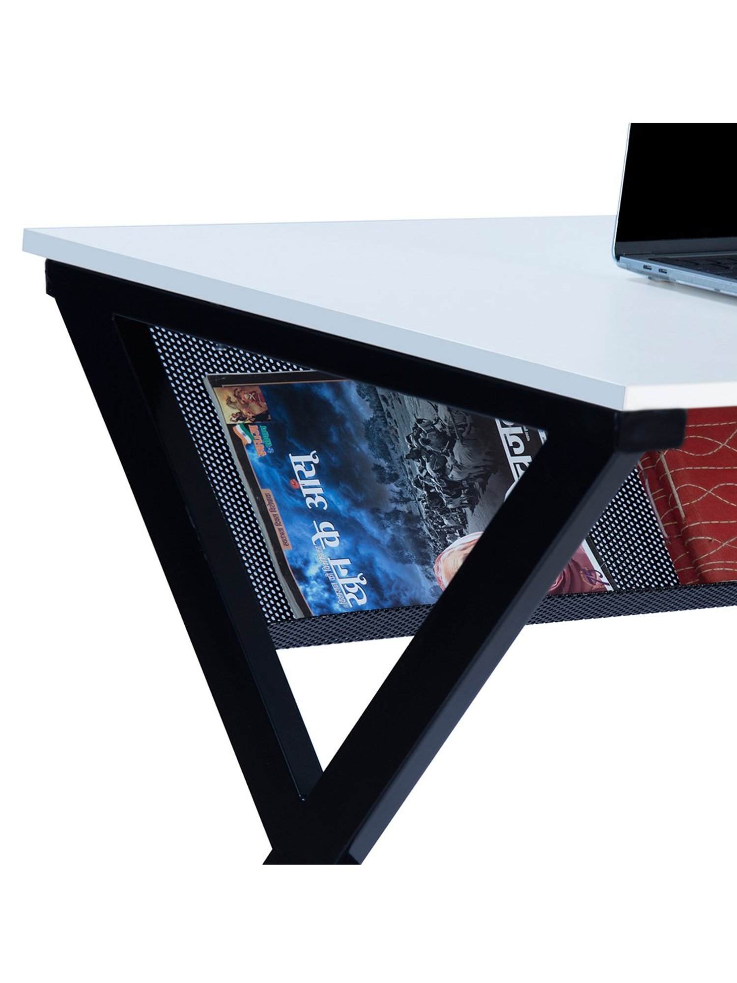Delite Kom XOXO Frosty White & Black Engineered Wood Study Table