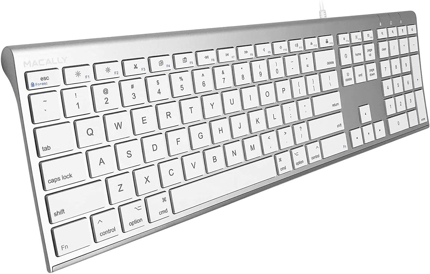 Macally Ultra Slim Wired Computer Keyboard and Vertical Laptop Stand, Declutter to Boost Productivity