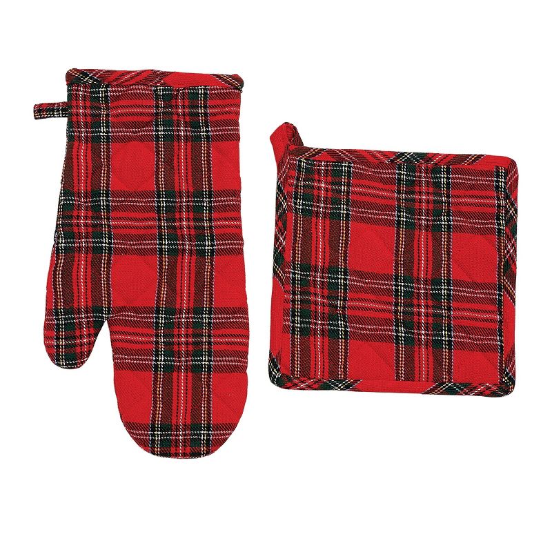 2pk Cotton Buffalo Check Oven Mitt Set Black - Design Imports