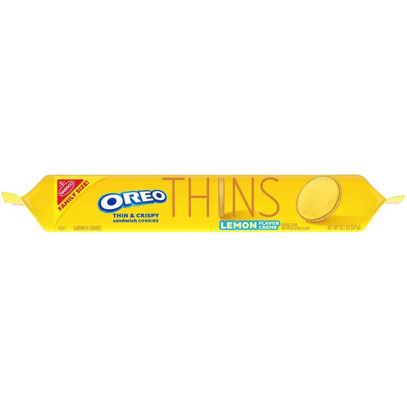 Oreo Thins Lemon Flavor Creme Golden Sandwich Cookies Family Size - 13.1oz