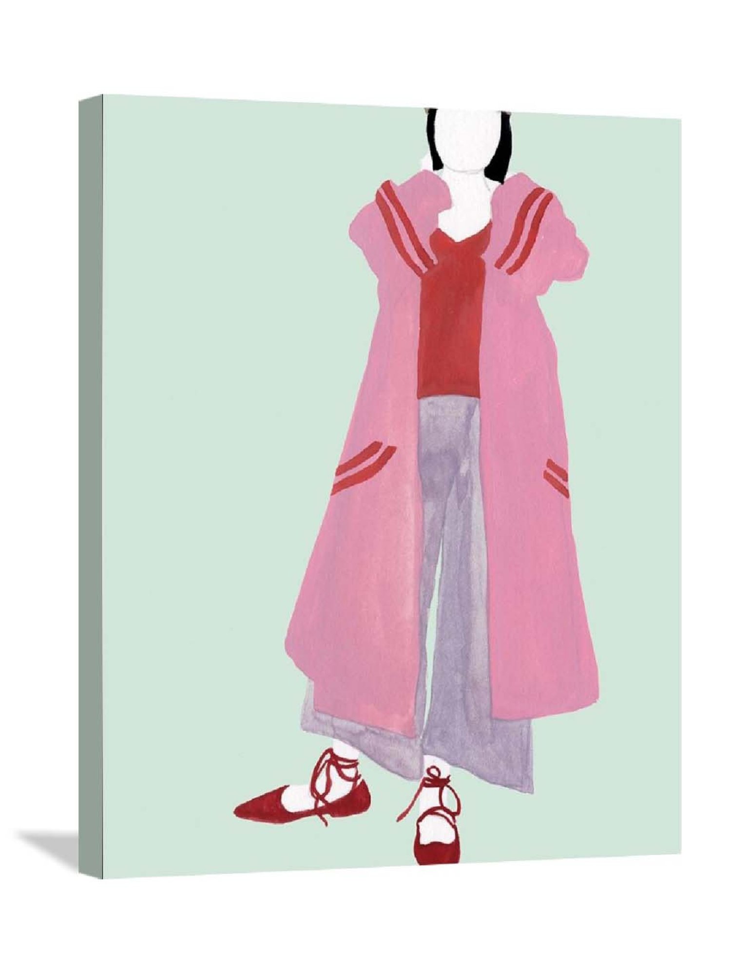 ARTE'VENUE Couture Grid Green & Pink Canvas Wall Arts - Set of 4 (10 X 12 inch Each)