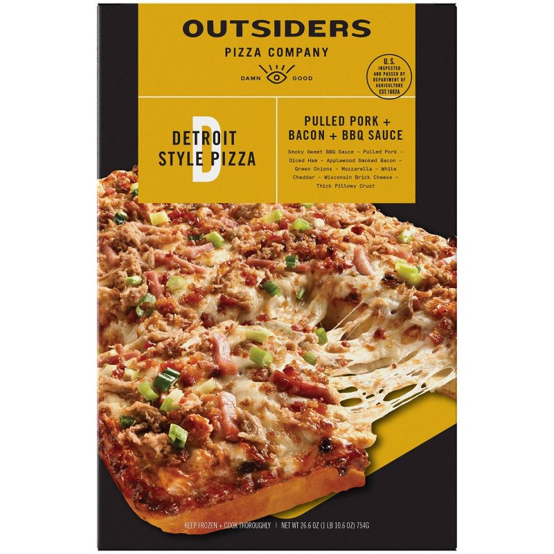 Outsiders Pizza Company Detroit Style Pulled Pork Bacon and BBQ Sauce  Frozen Pizza - 26.6oz