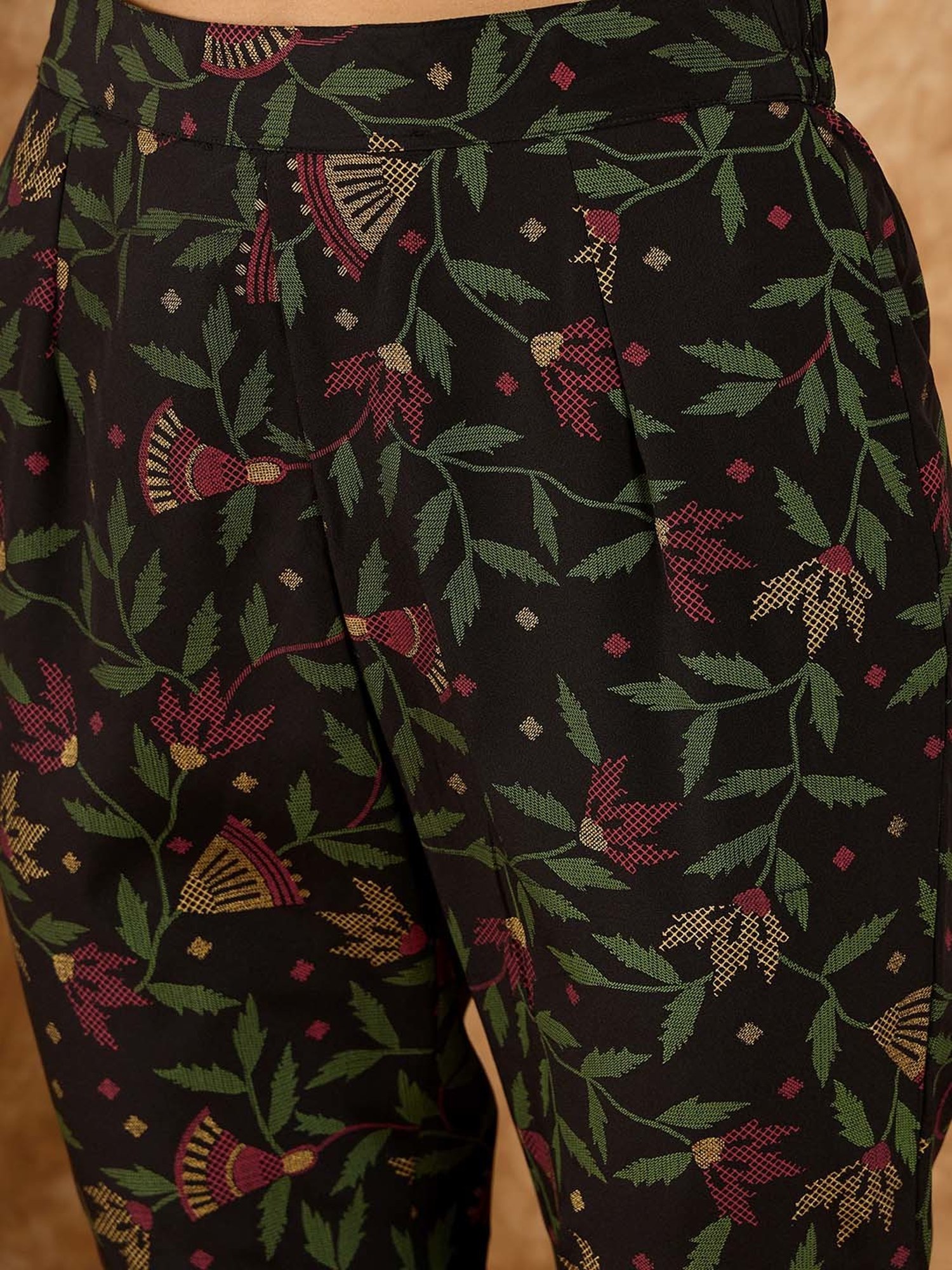 Ziyaa Black Printed Kurta With Pant & Dupatta