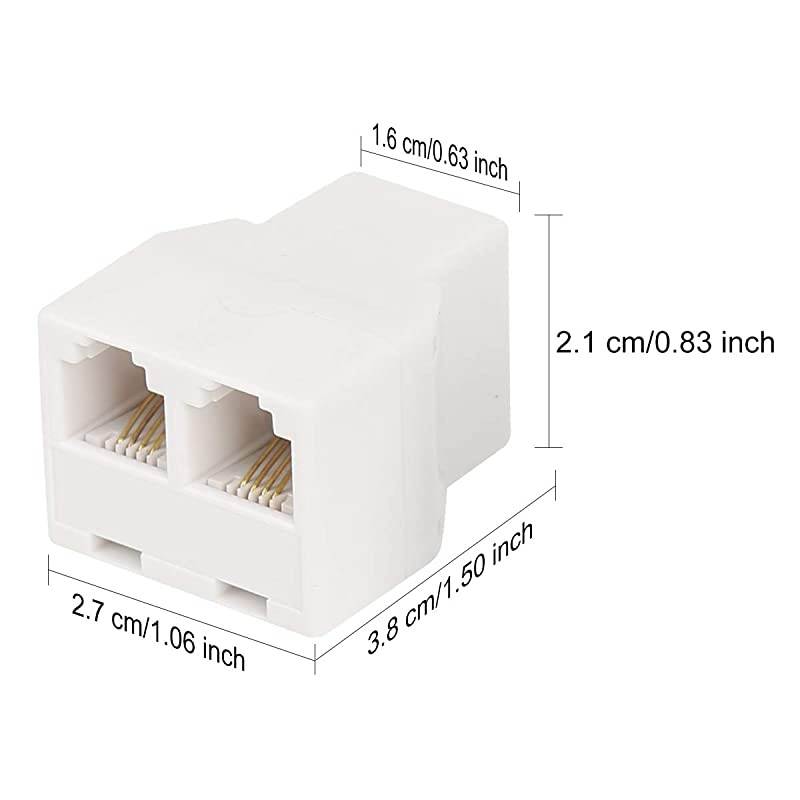 RJ11 6P4C 1 Female to 2 Female Telephone Line Splitters  Telephone Landline Cable Connector and SeparatorWhite4 Pack