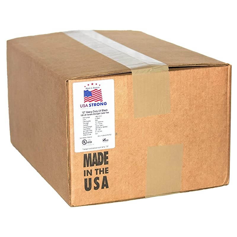 Duty Cable Zip Ties. Durable strong nylon tie wraps, 120 LB Tensile Strength (12 Inch 100 Pack, UV Black)