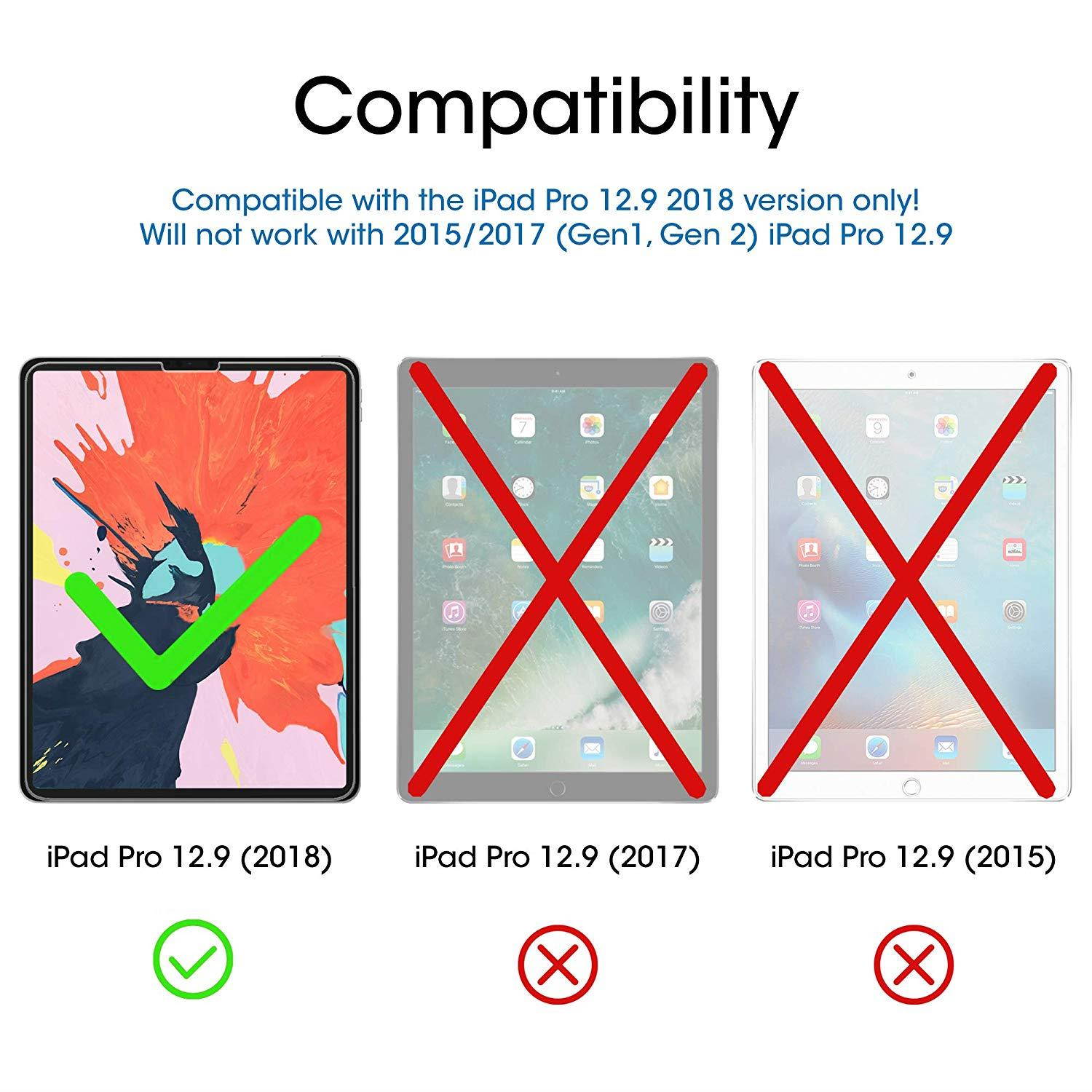 amFilm Glass Screen Protector for iPad Pro 12.9 inch (2018 Model, 3rd Generation Only), Tempered Glass, Ultra Sensitive, Face ID and Apple Pencil Compatible (2 Pack)