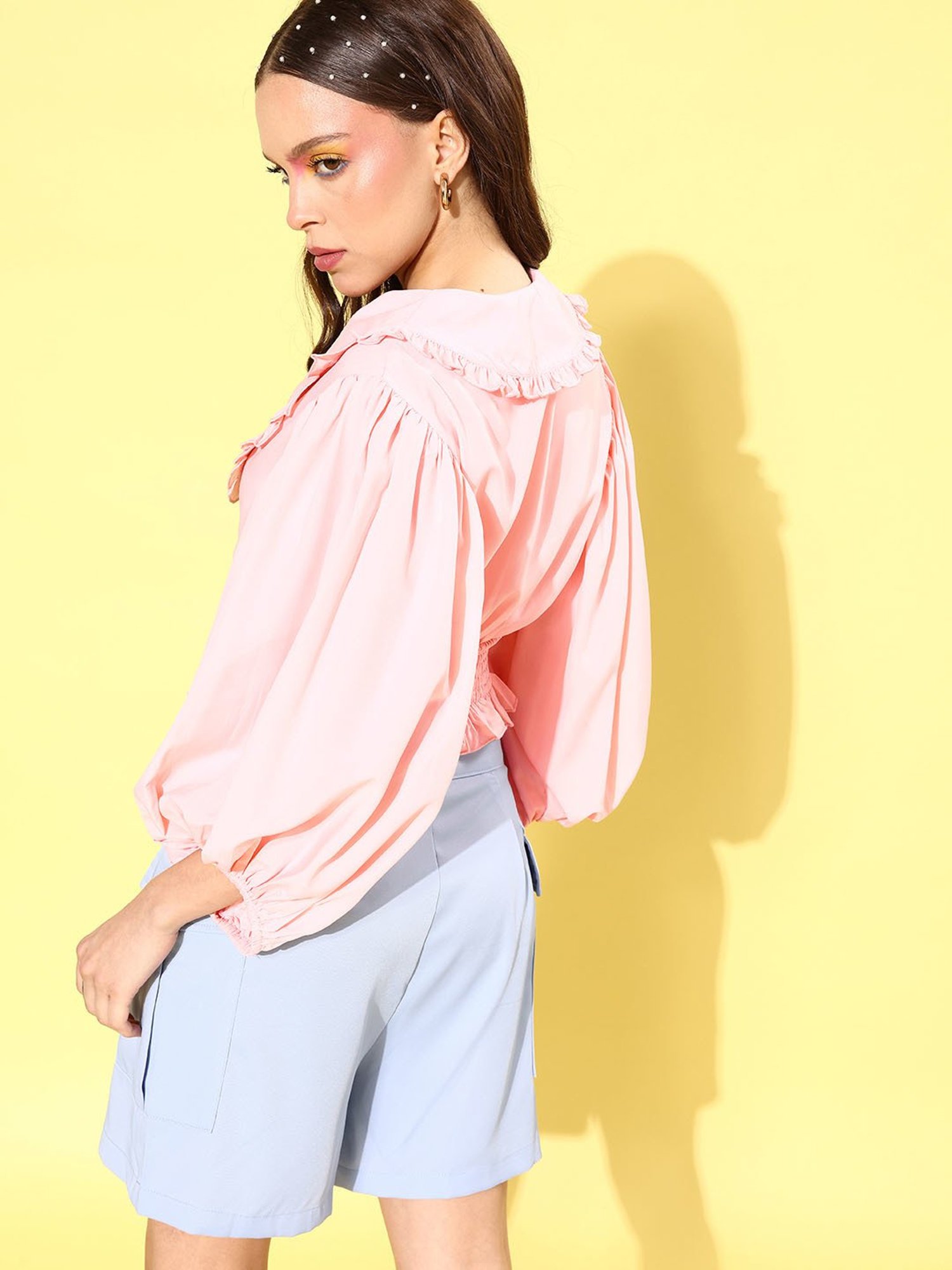 QUIERO Pink Regular Fit Crop Top