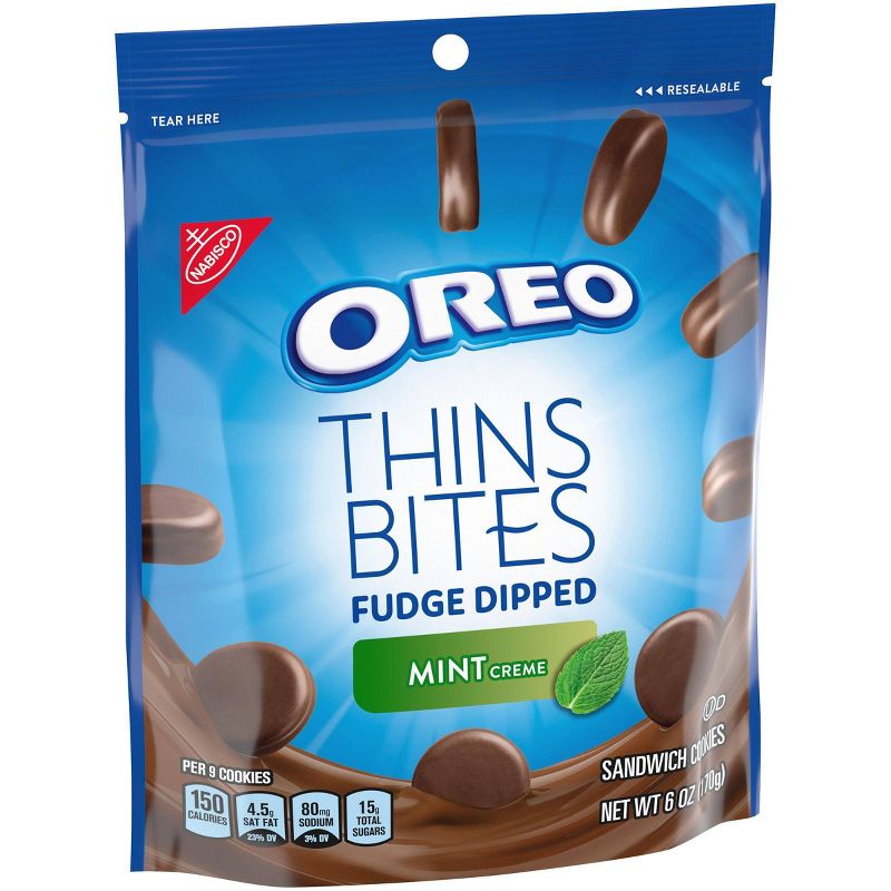 Oreo Thins Bites Fudge Dipped Mint Creme Sandwich Cookies - 6oz