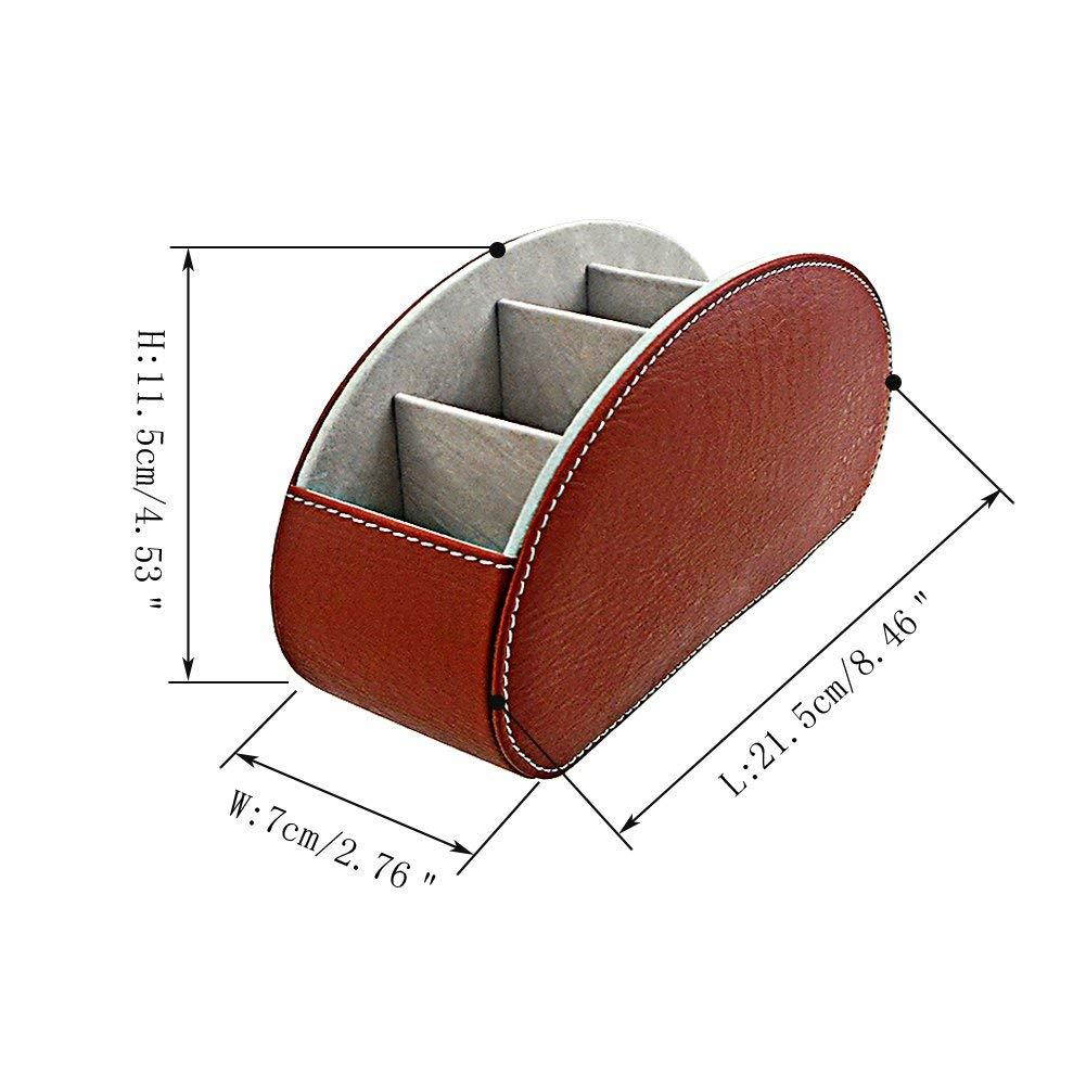 Fosinz Remote Control Holder Organizer Leather Control Storage TV Remote Control Organizer with 5 Spacious Compartments (Black+Brown)