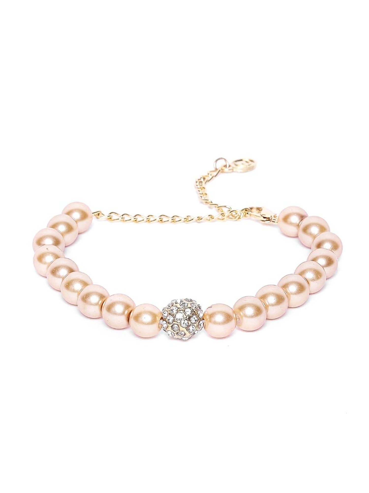 Estele Gold-Plated Single Line Pearl Bracelet for Women
