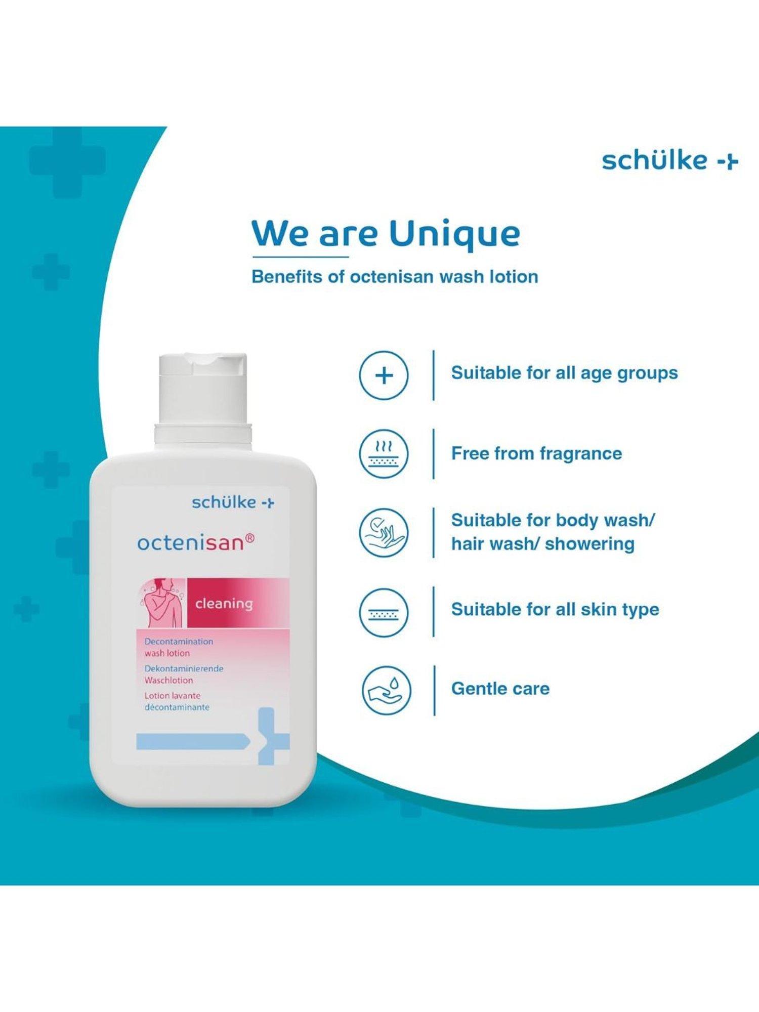 Octenisan Wash Lotion Suitable for Body and Hair Wash Pack of 3, 150ml (White)