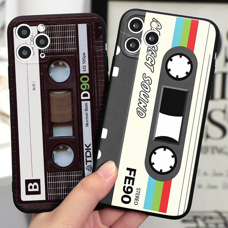 Vintage Cassette tape retro style For iPhone 7 8 Plus X XR XS 11 12 Pro Max 12 mini SE 6 6s soft silicone Phone case cover shell