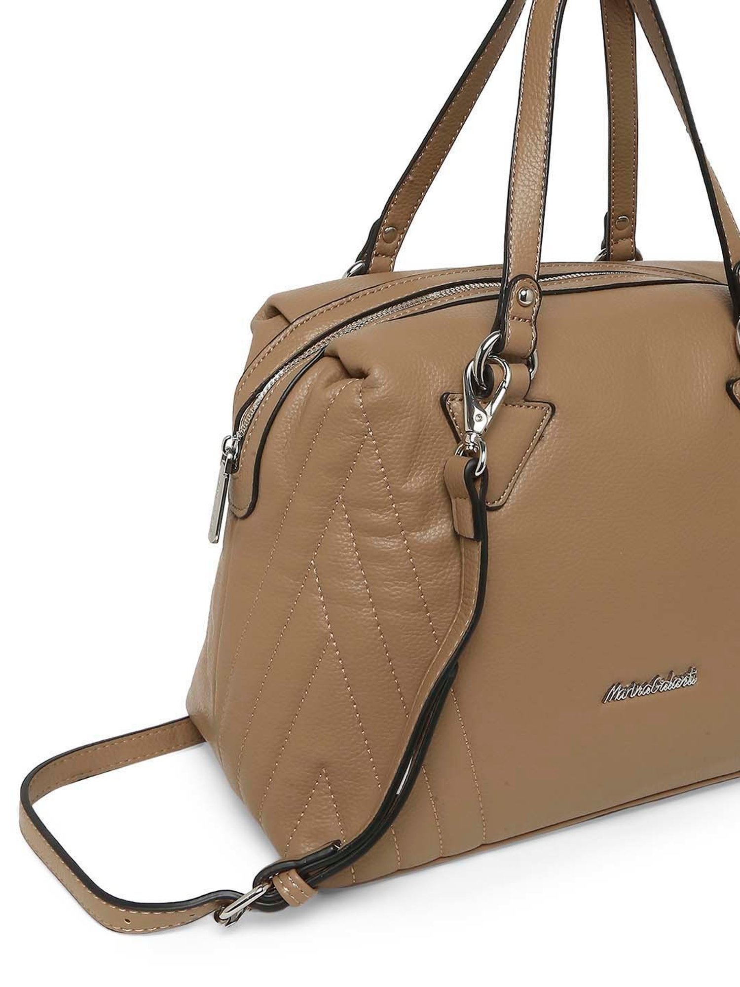 Marina Galanti Beige Textured Medium Bowler Bag