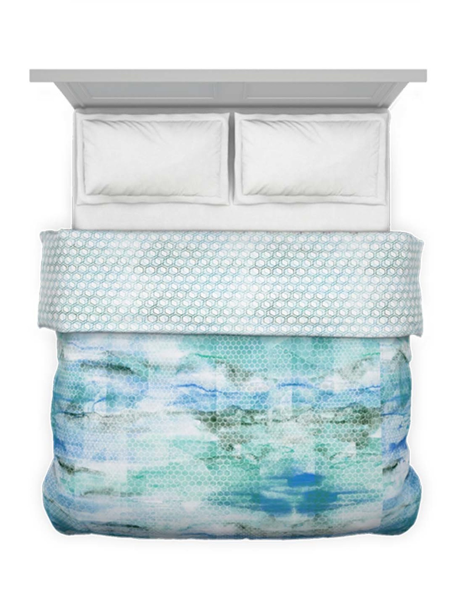 Welspun Bliss Light Silver & Blue Microfibre 120 GSM Shell Double Bed Quilt