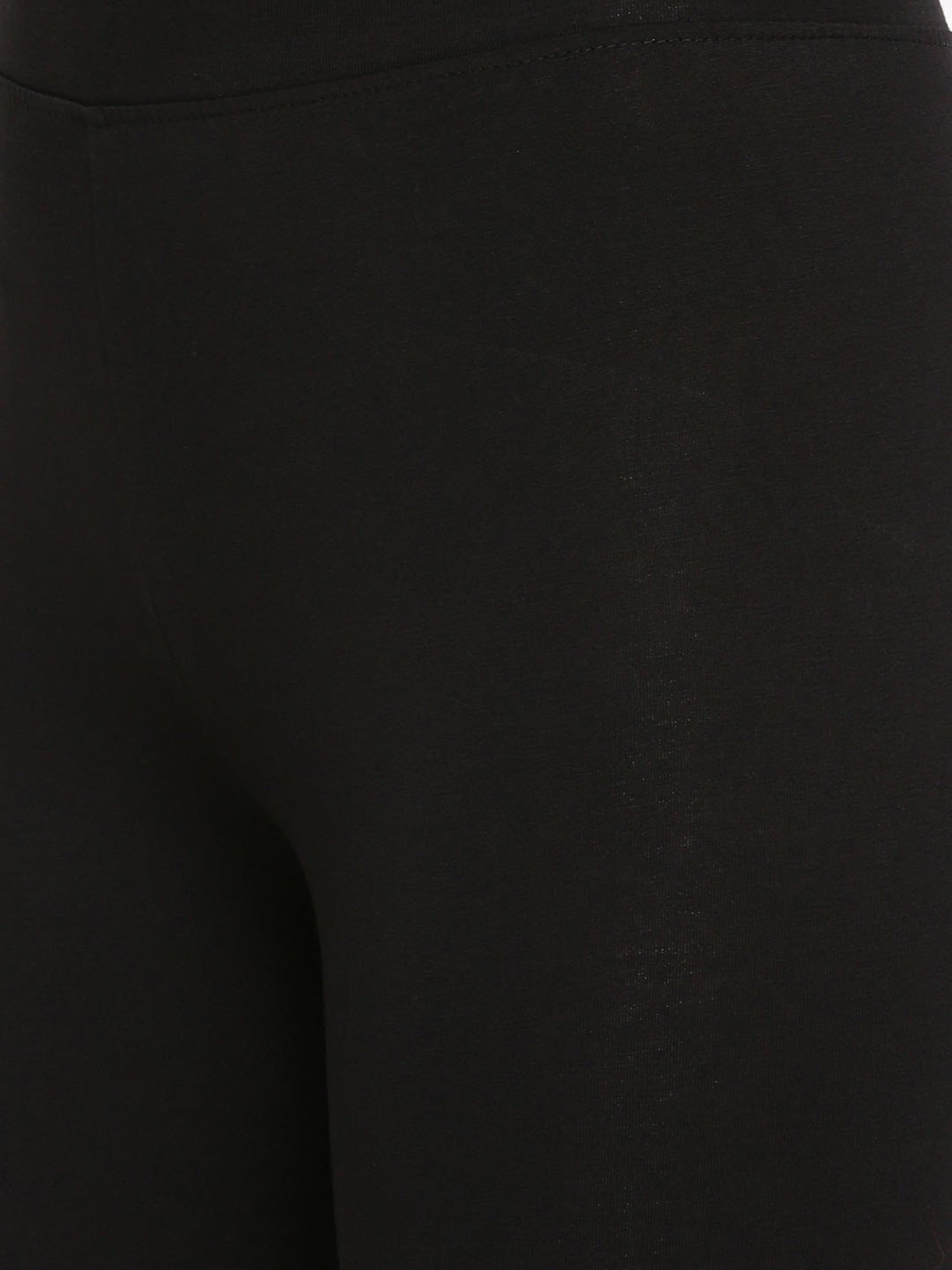 TWIN BIRDS Black Cotton Ankle Length Leggings