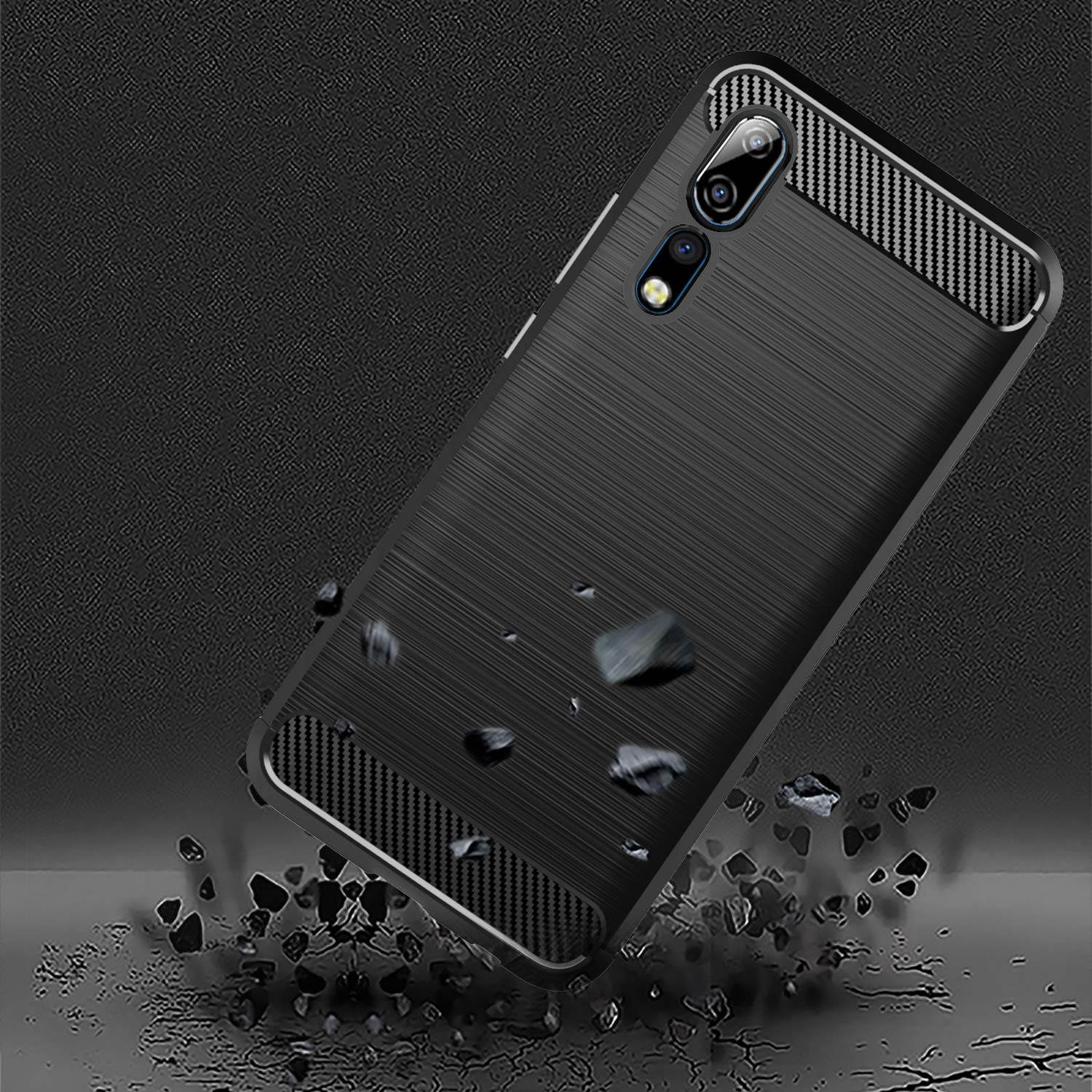 Dzxouui Compatible for ZTE Axon 10 Pro Case,Protective Phone Cover Shockproof Soft TPU Cases for ZTE Axon 10 Pro(DL-Black)