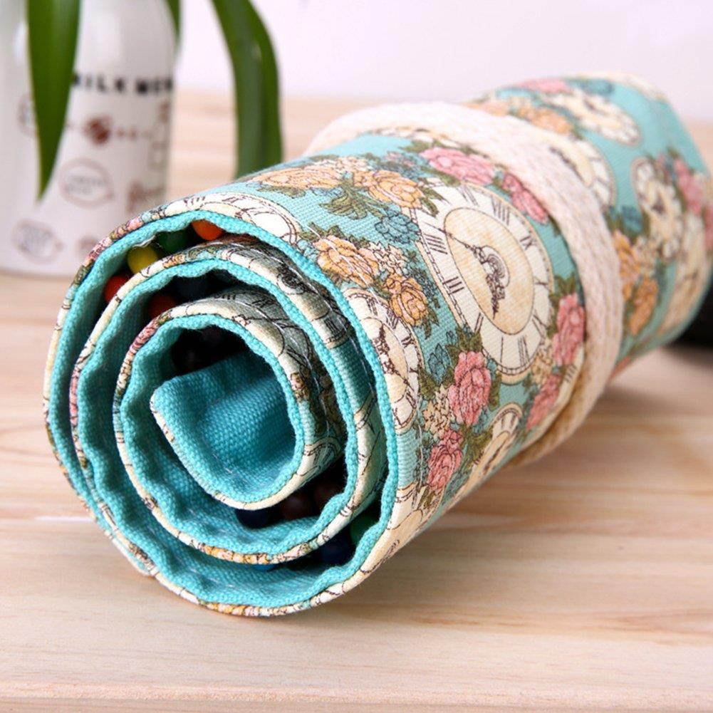 Kaariss Canvas Pencil Wrap, Travel Drawing Coloring Pencil Roll Organizer For Artist, Pencils Pouch Case Hold For 72 Colored Pencils (Pencils are NOT INCLUDED) Rose 72