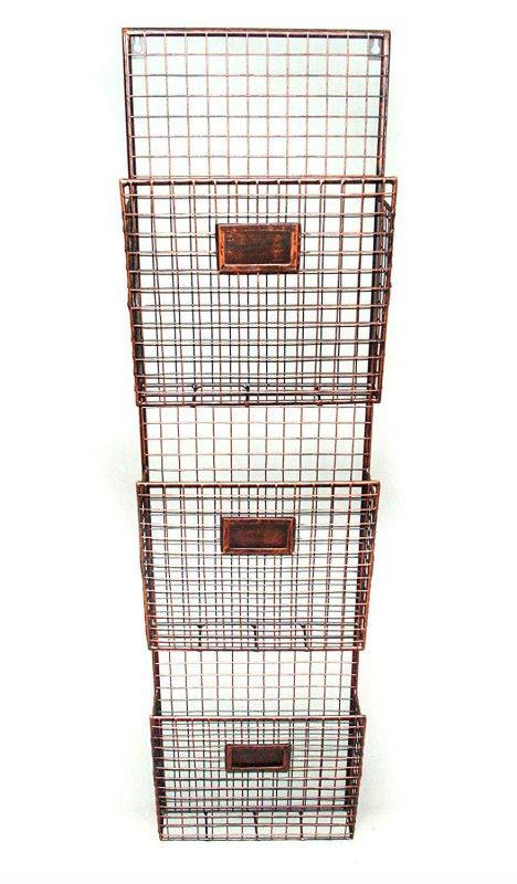 3 Pocket Wall File Holder Finish: Copper