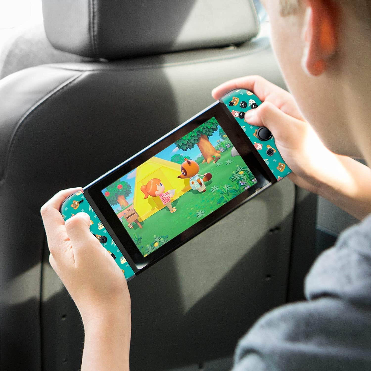 Controller Gear Authentic and Official Licensed Animal Crossing - "Teal Icons" Nintendo Switch Skin Set - Nintendo Switch