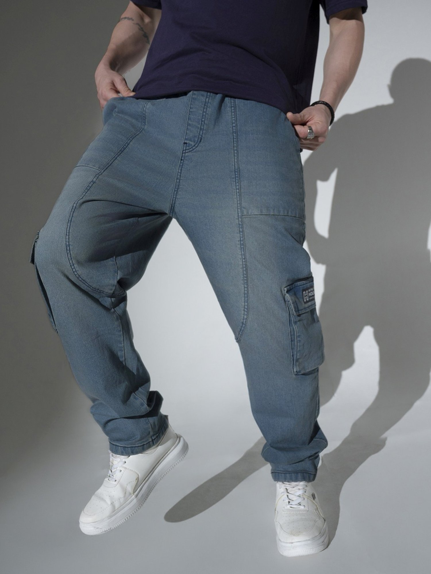 Hubberholme Blue Relaxed Fit Cargo Jeans