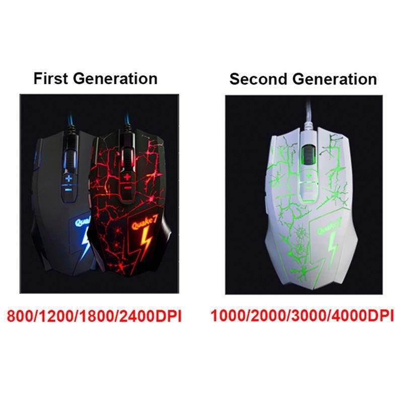 Ajazz Q7 Wired LED Backlit 4000DPI Optical Usb Ergonomic 8 Buttons Gaming Mouse