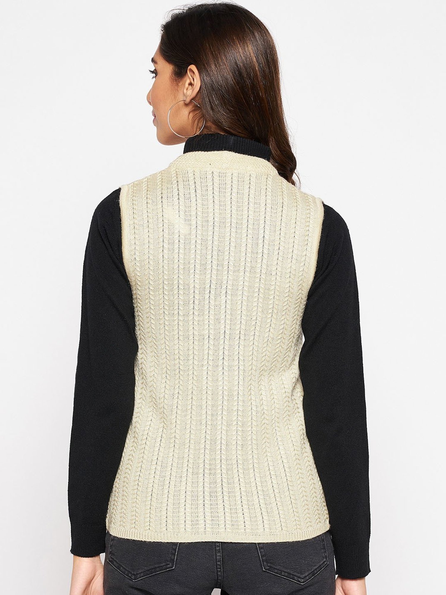 Crozo By Cantabil Beige Cardigans