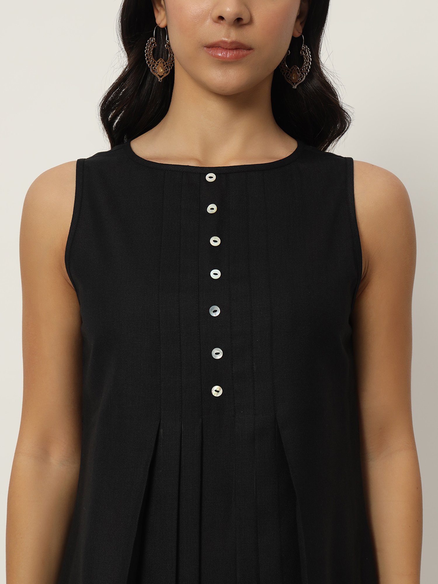 9rasa Black Cotton Ethnic Dress