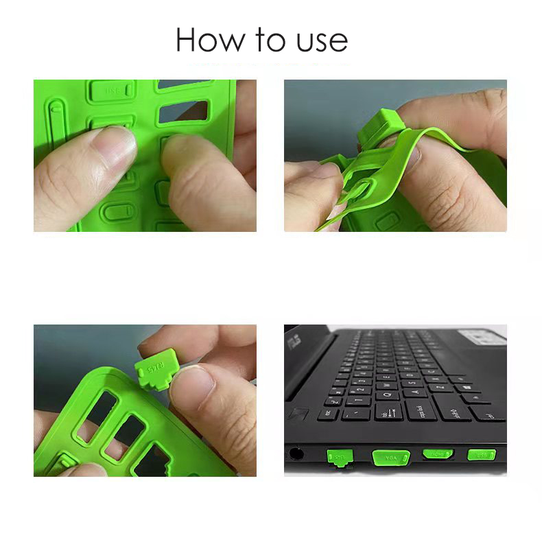 16pcs/set Colorful Silicone Anti Dust Plug Cover Stopper Dust Plug Laptop Dustproof USB Port HDMI RJ45 Interface Cover Computer Accessories