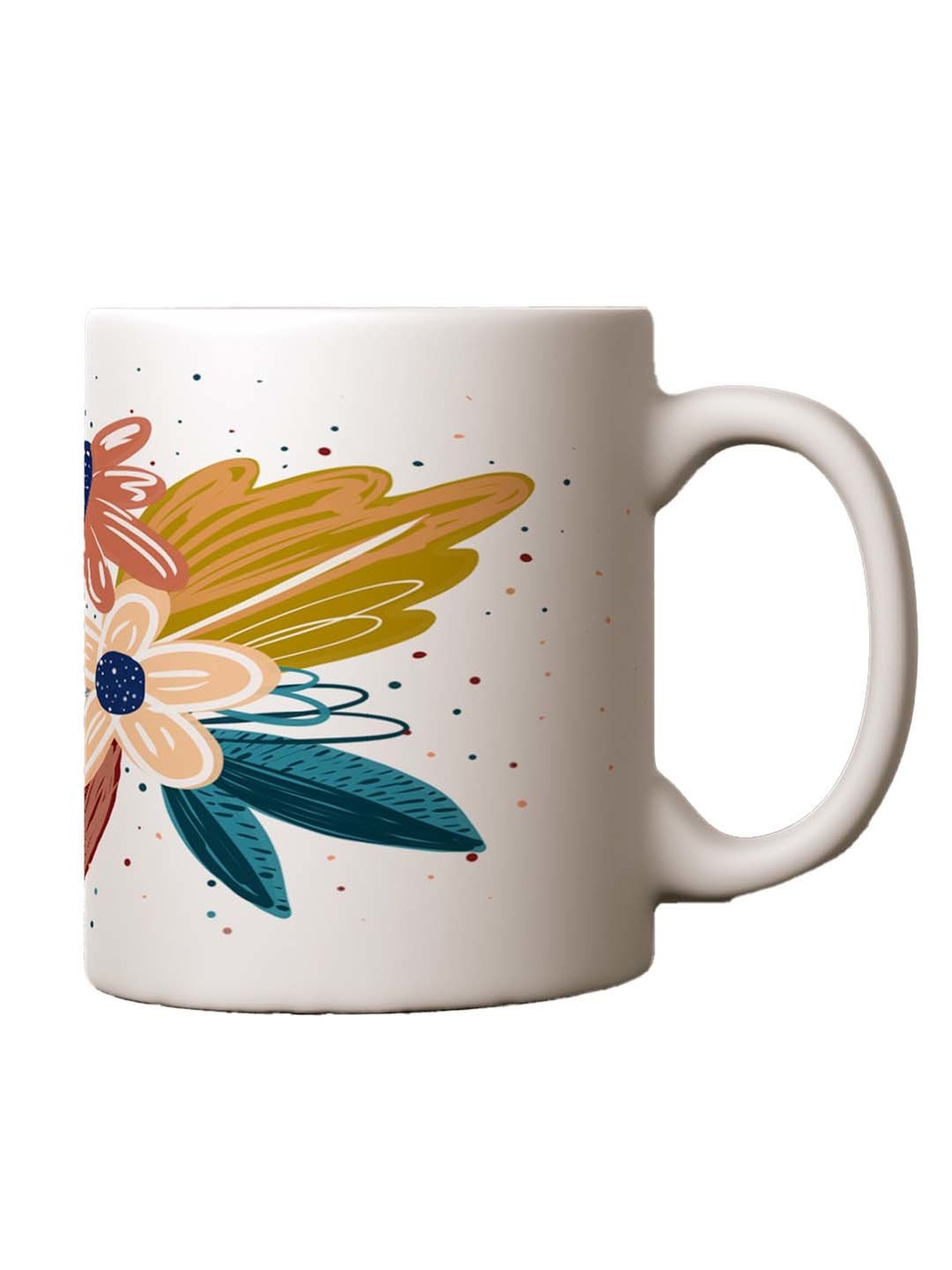 Nestroots White Stoneware Floral Canvas Coffee Mug (0.325 L)