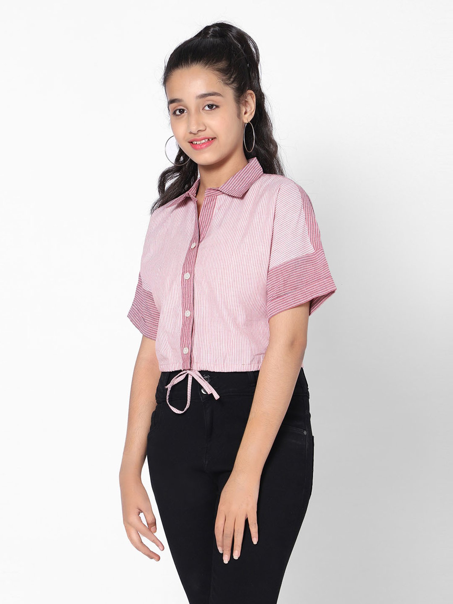 TeenTrums Girls Pink Striped Top