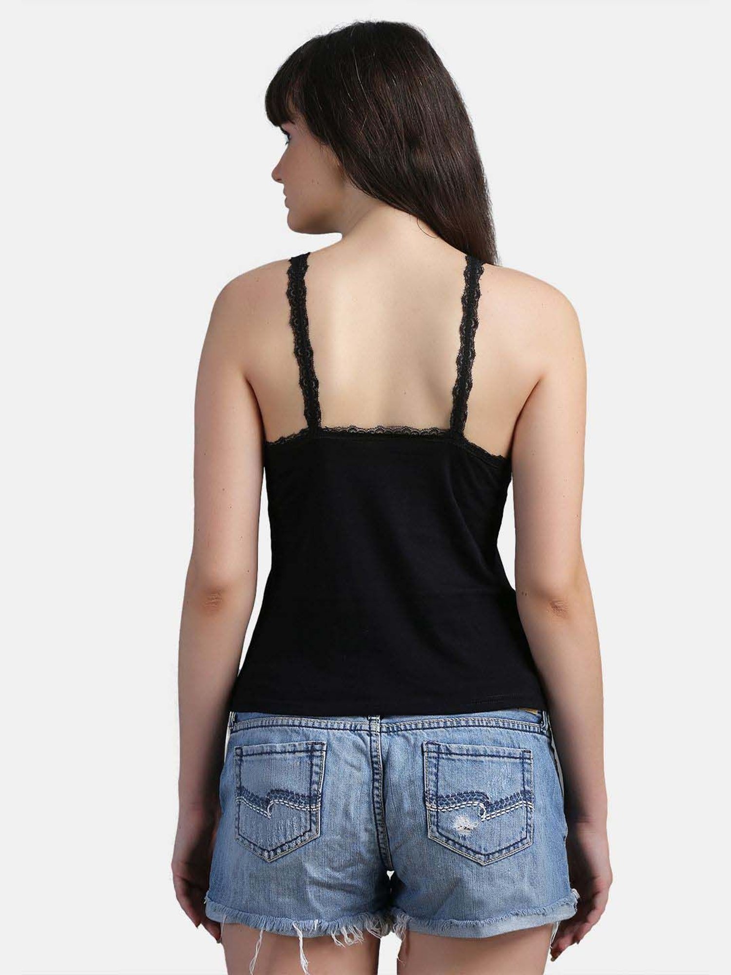 N-Gal White & Black Full Coverage Camisoles - Pack Of 2