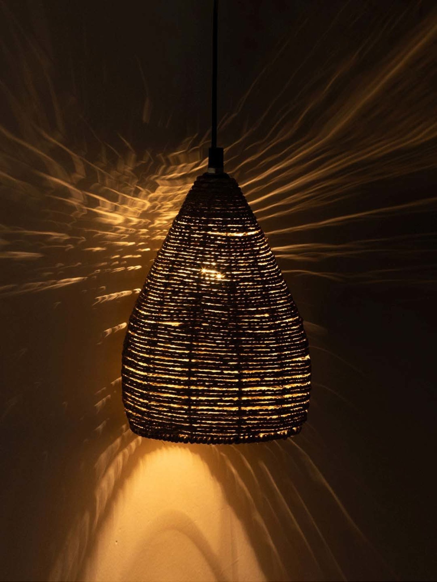 ExclusiveLane Marvels Beige Jute Handwoven Hanging Pendant Lamp