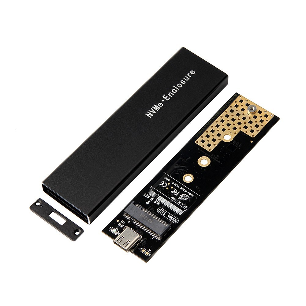 M.2 NVMe SSD Case NVME SSD Enclosure Type-C Interface M.2 NVMe Hard Disk Case Aluminum Alloy External Hard Drive Case with Cable