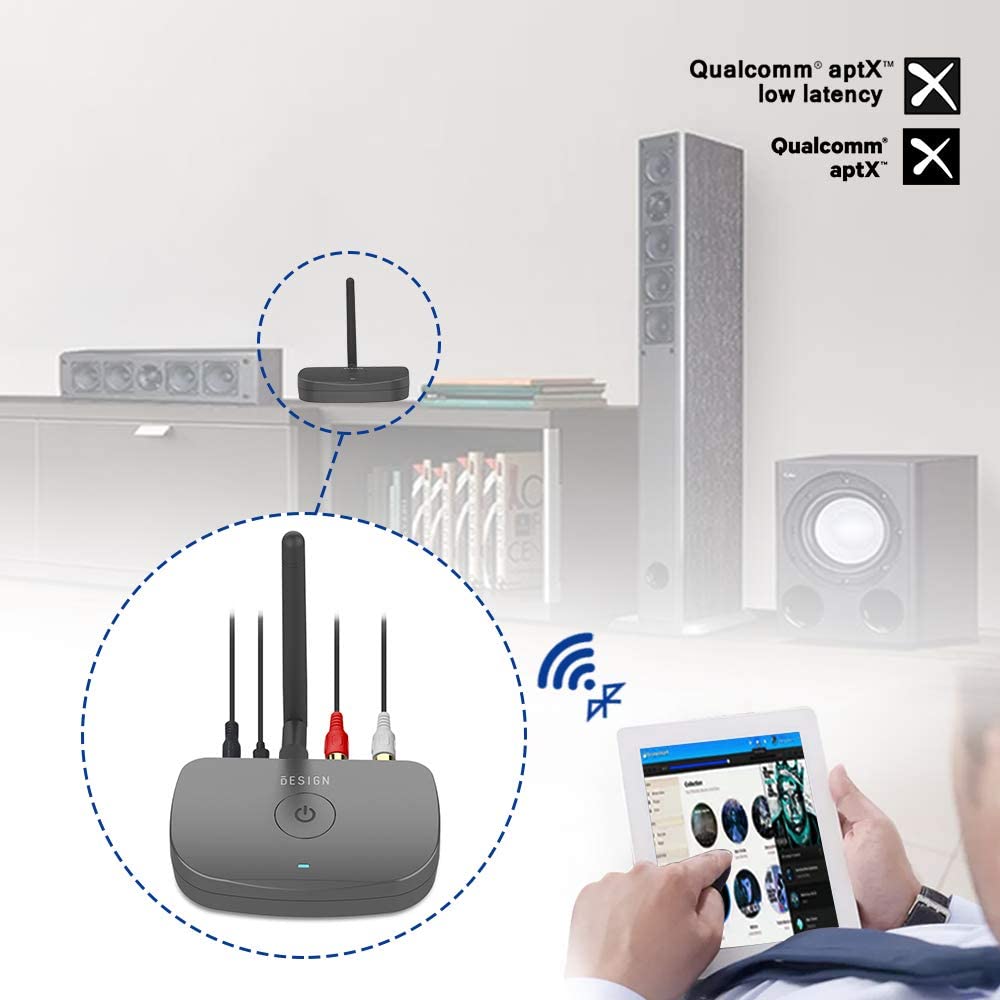 Long Range Bluetooth Audio Adapter, HiFi Wireless Music Receiver, Bluetooth 5.0 Receiver for Wired Speakers or Home Music Streaming Stereo System