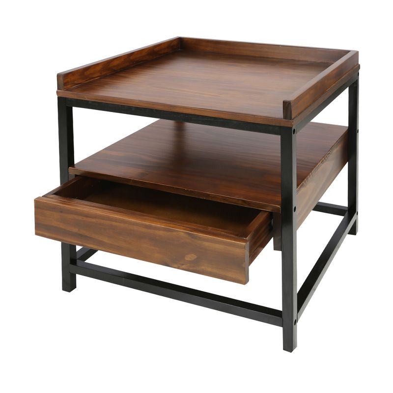 Horizon End Table with Drawer Mocha Brown/Black - Flora Home