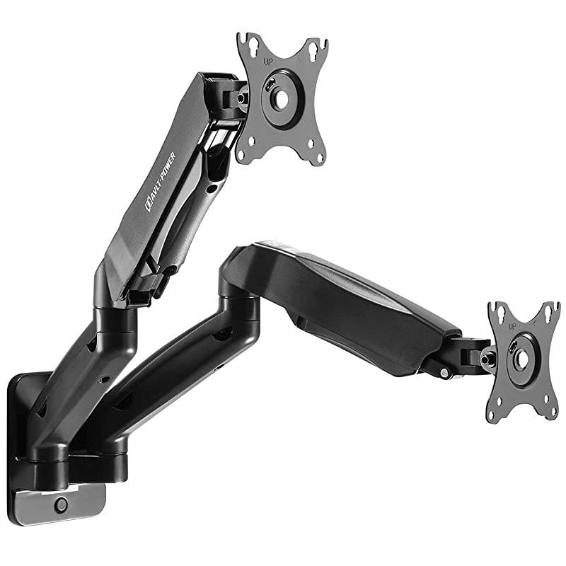 Dual 13quot27quot Monitor Wall Mount fits Two FlatCurved Computer Monitor Full Motion Height Swivel Tilt Rotation Adjustable Monitor Arm VESACable Management