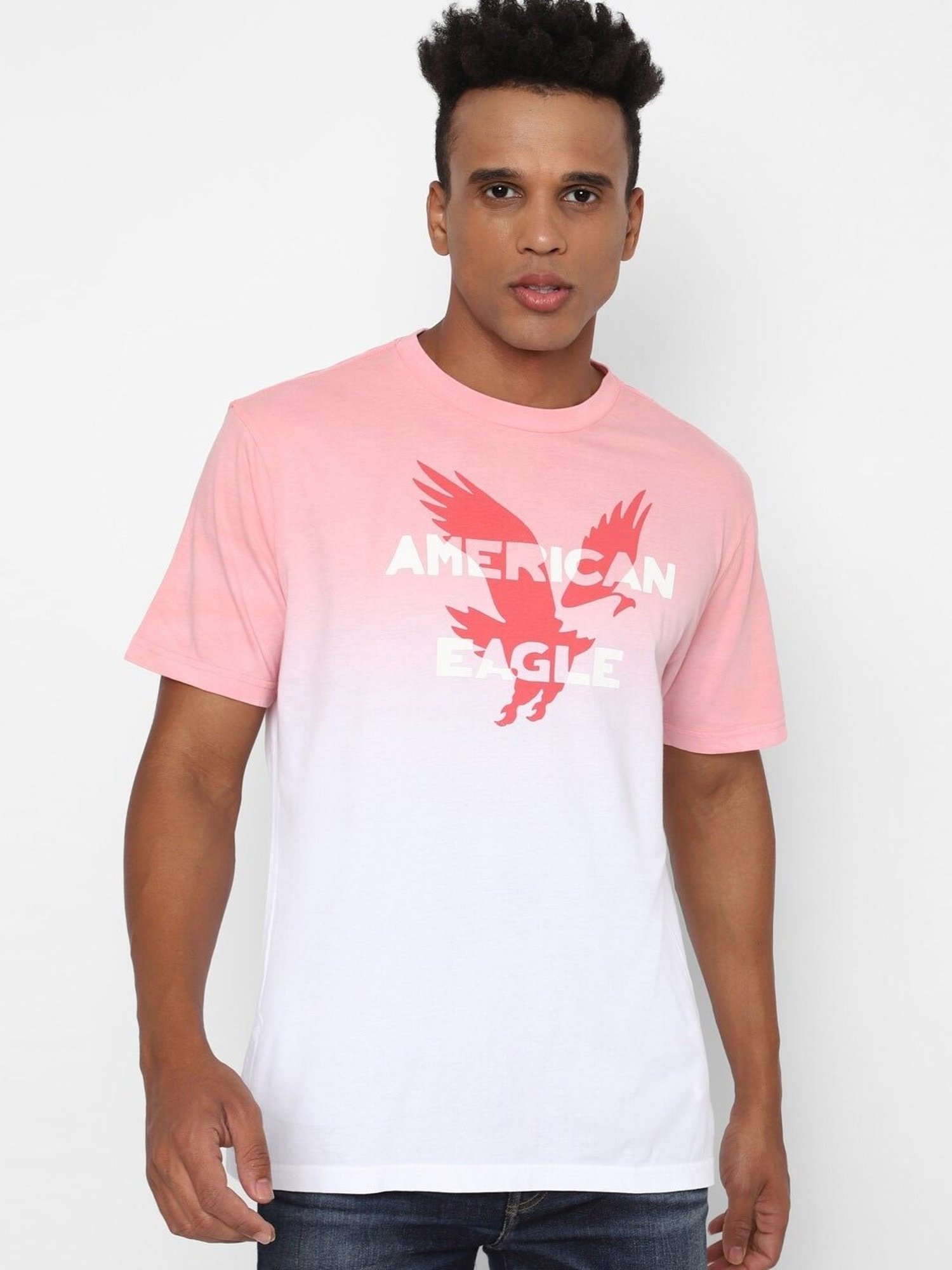 American Eagle Outfitters Pink Cotton Regular Fit Printed T-Shirt