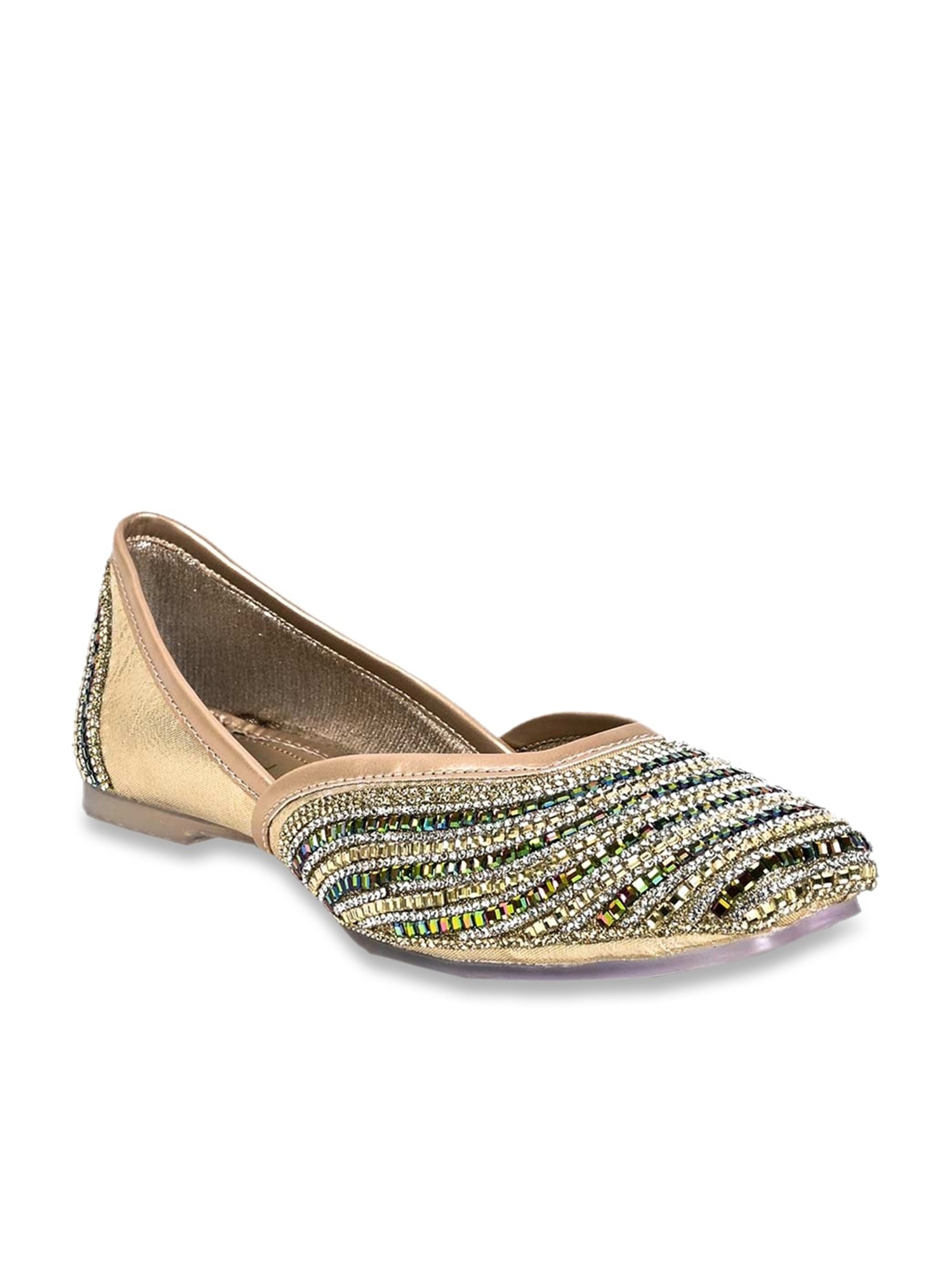 Jove Women's Gold Ethnic Juttis