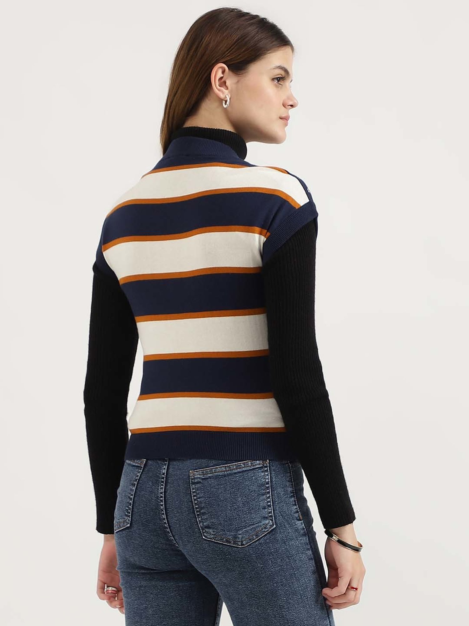 United Colors of Benetton Blue Cotton Striped Top