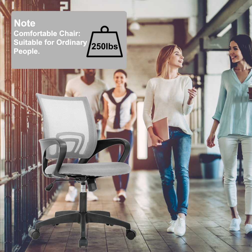 Office Chair Desk Chair Computer Chair Ergonomic Executive Swivel Rolling Chair with Lumbar Support Arms Adjustable Task Chair for Women Adults, Grey