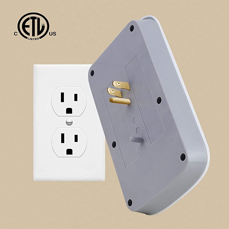 6 Outlet Extender with 4 USB Charging Ports42A TotalWall Mount Outlet Plugs 900 Joules Wall Surge Protector And Top Phone HolderETL ListedWhite