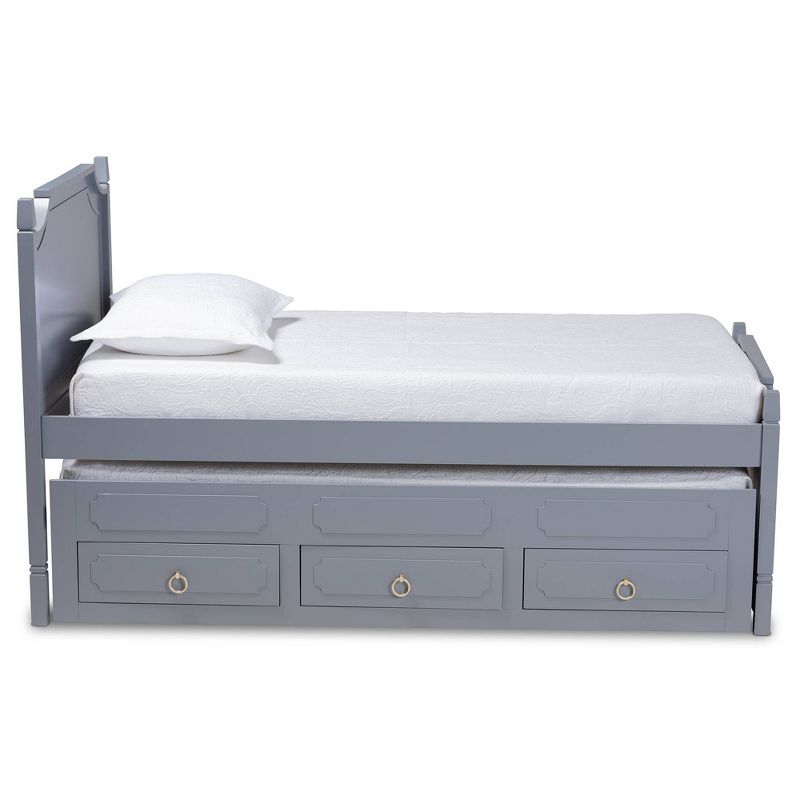 Twin 3 Drawer Mariana Wood Storage with Pull-Out Trundle Bed Gray - Baxton Studio