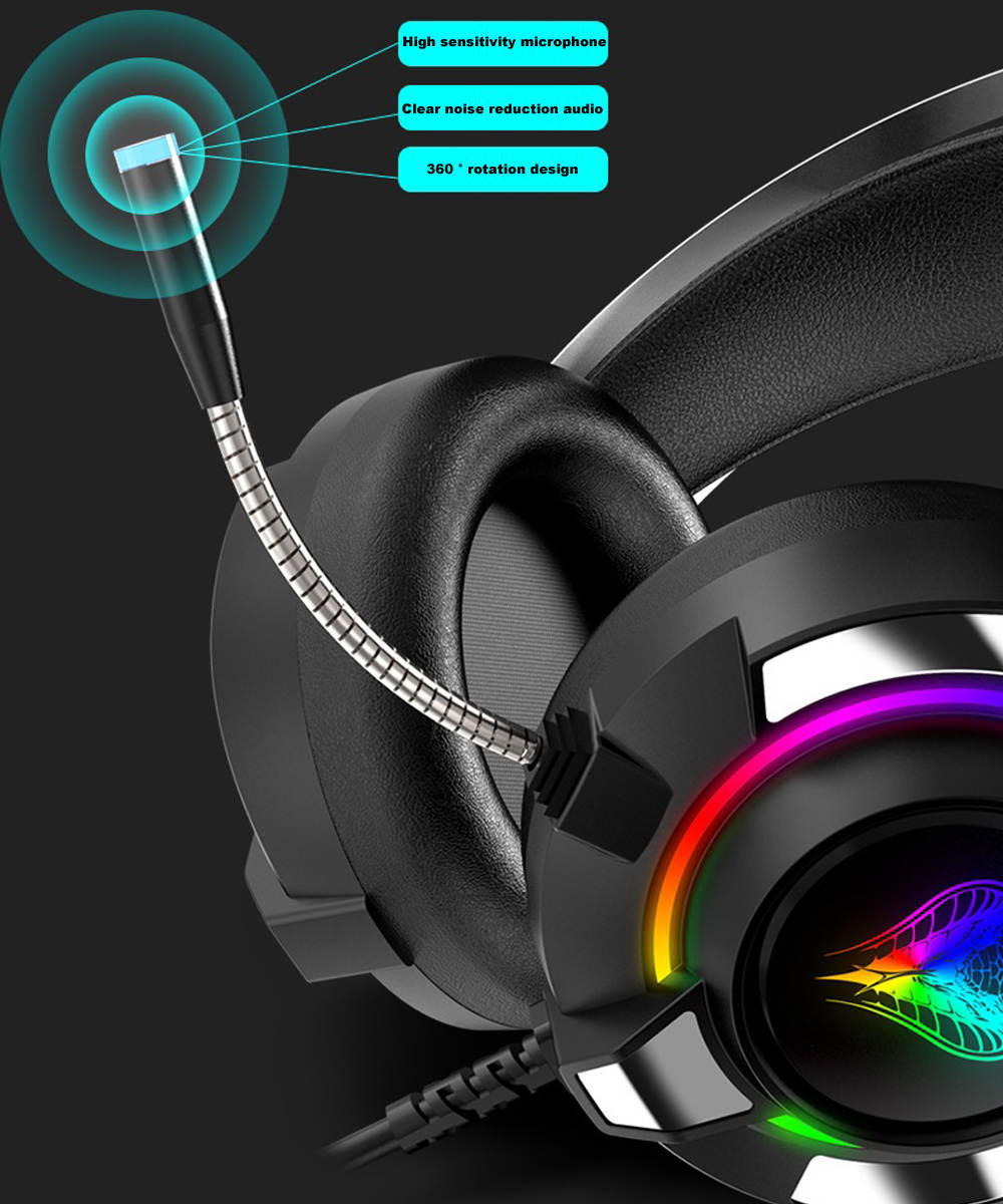 7.1 Stereo Surround Sound Wired Headset USB Game Headset With Mic & LED Noise Cancellation For Desktop Computer Games