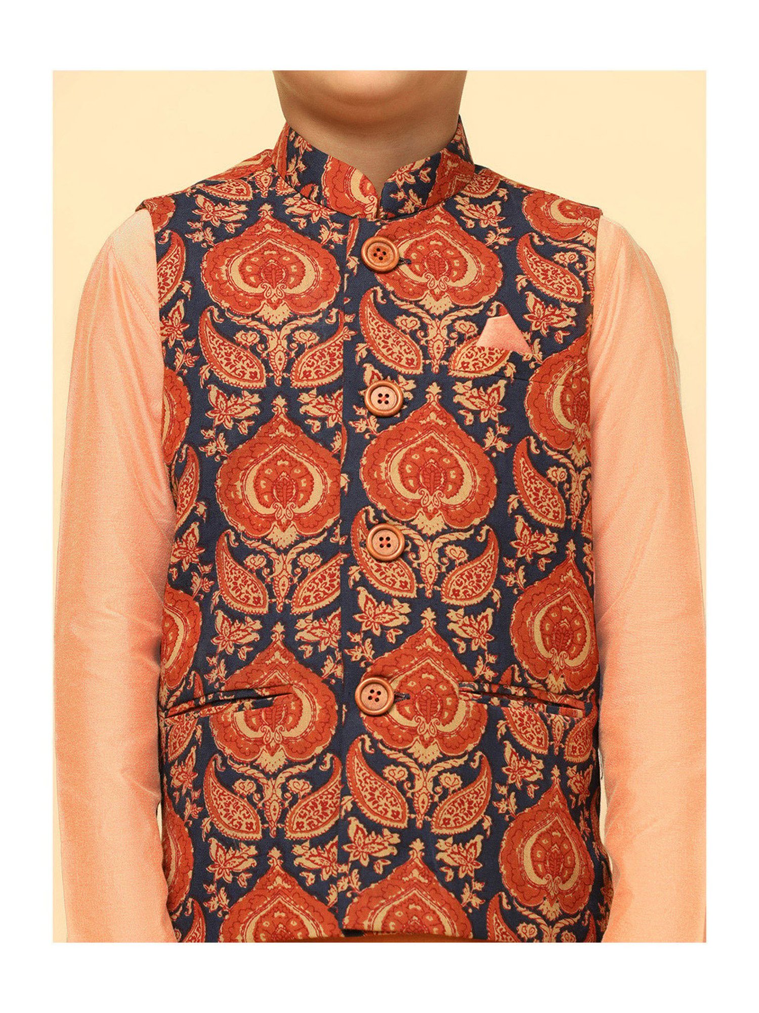 KISAH Kids Multicolor Printed Full Sleeves Kurta, Jacket & Pyjamas