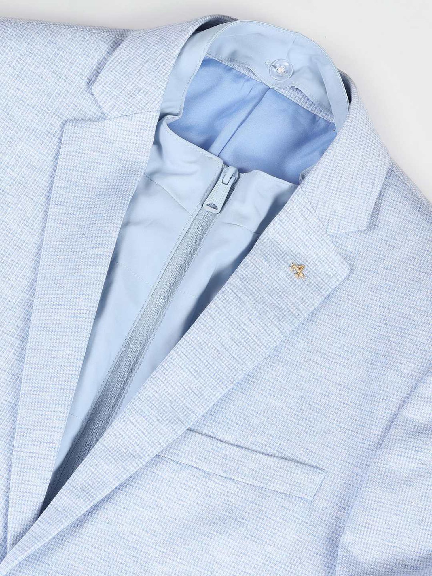 Arrow Light Blue Regular Fit Self Pattern Blazer