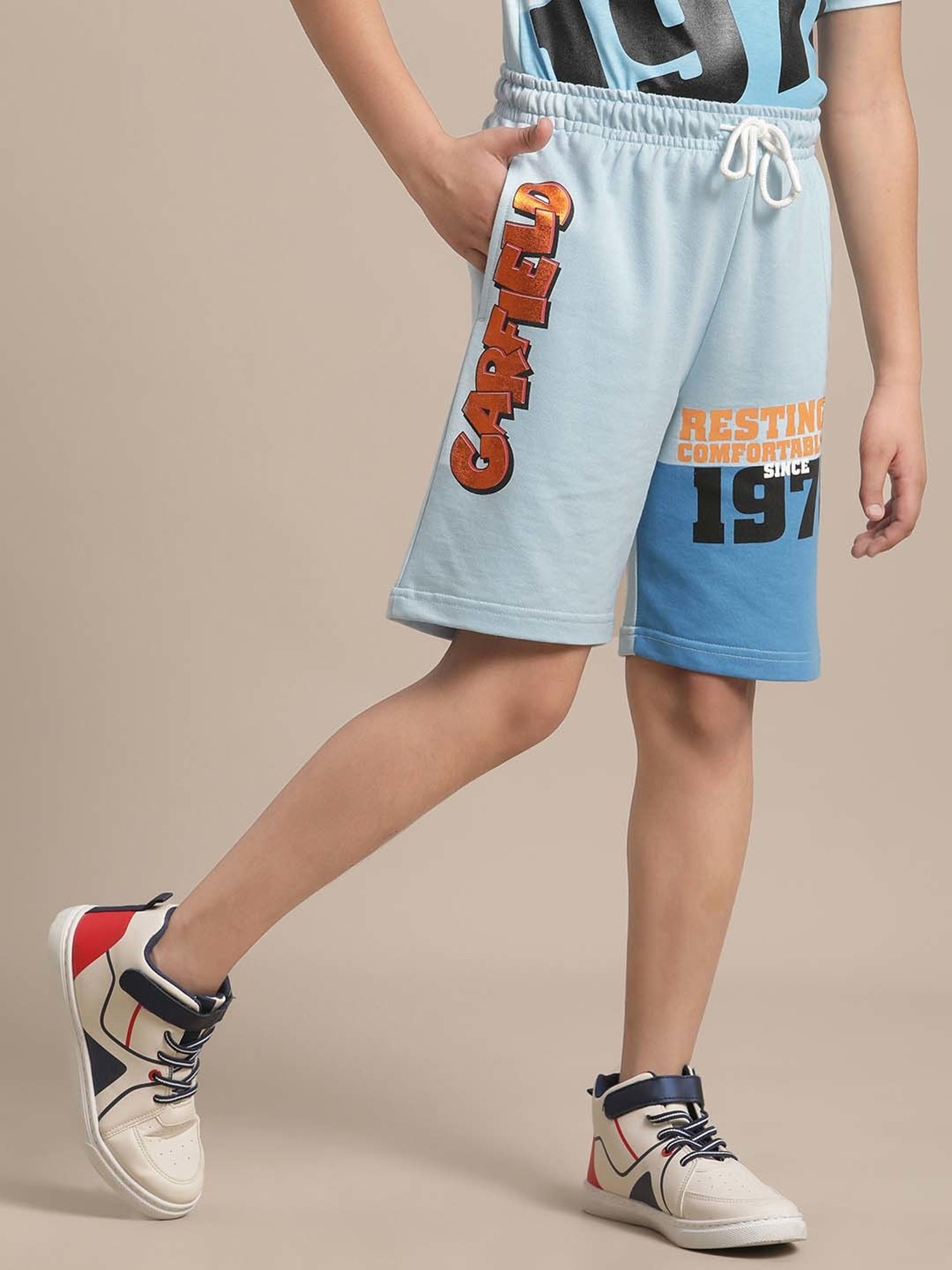 Kidsville Blue Cotton Printed Shorts