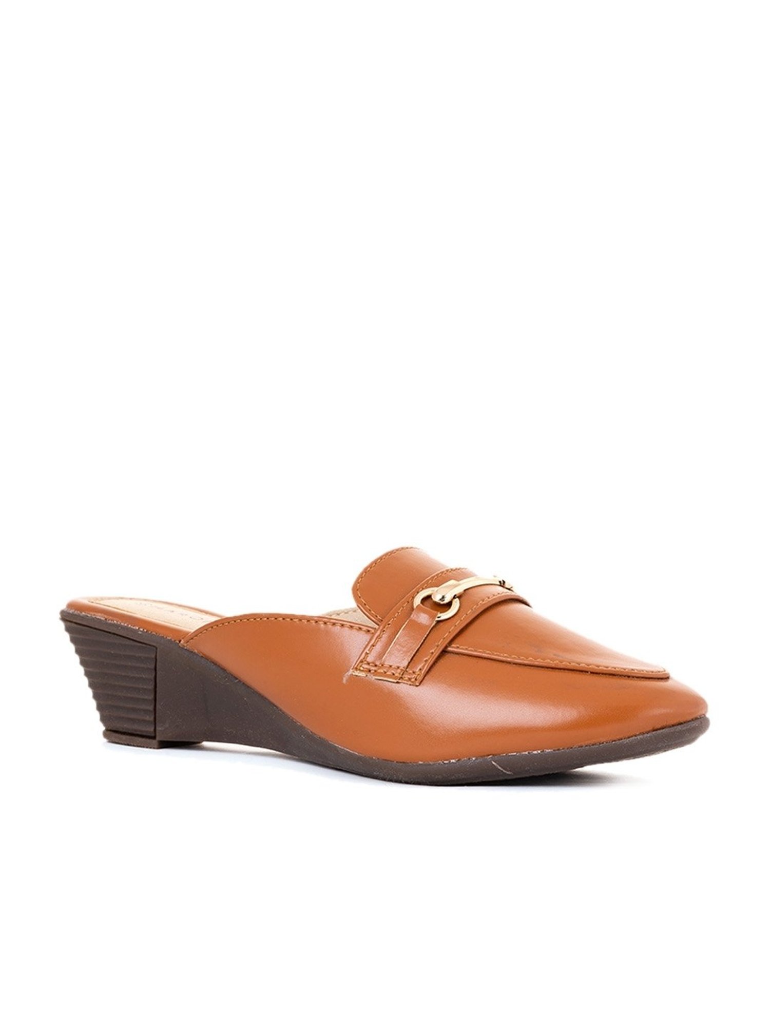 Sharon by Khadims Women's Brown Mule Wedges